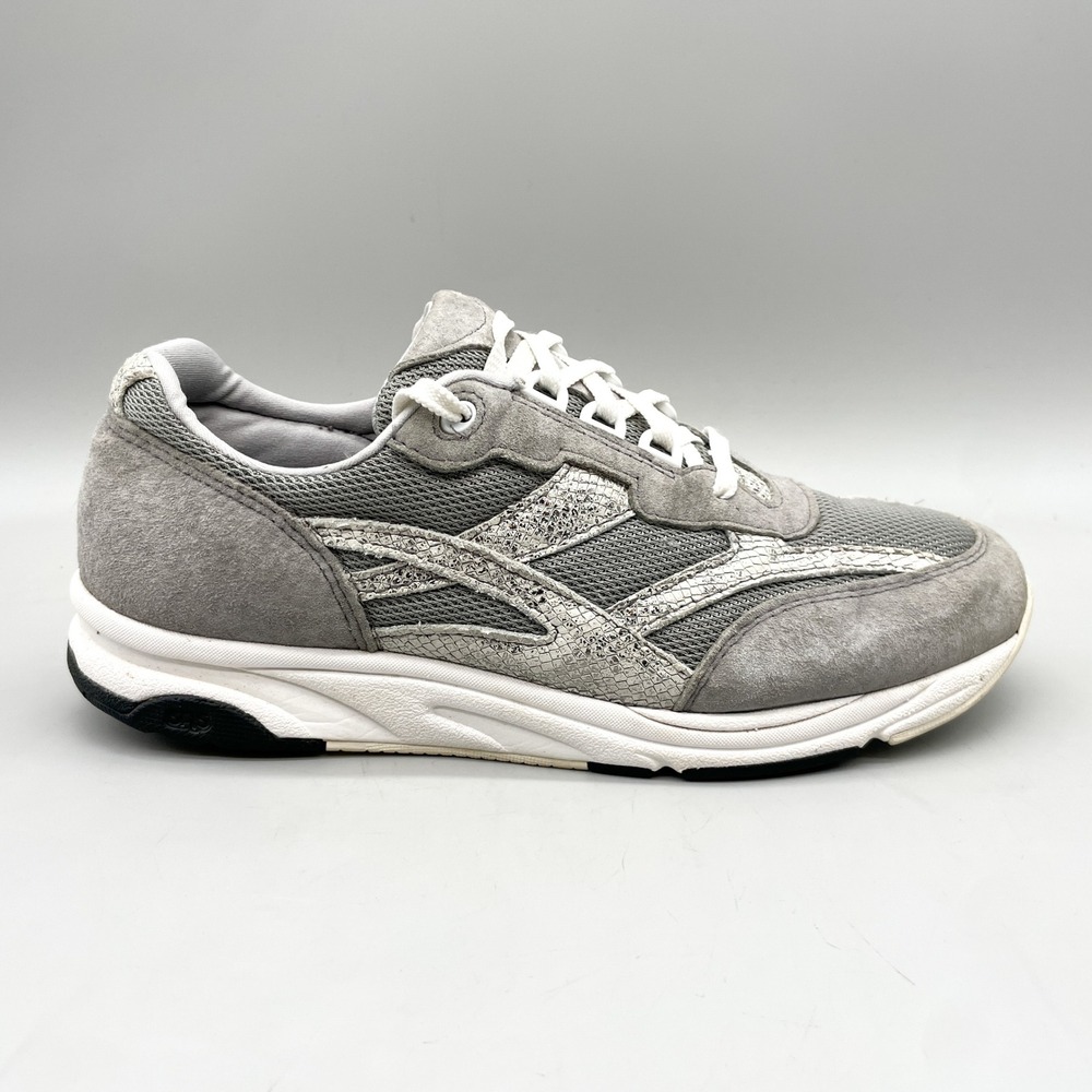 SAS Womens 10.5N Tour Mesh Walking Shoes Gray Suede Snake Print Athletic Comfort